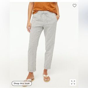J.Crew Striped linen-cotton blend drawstring pant NWT